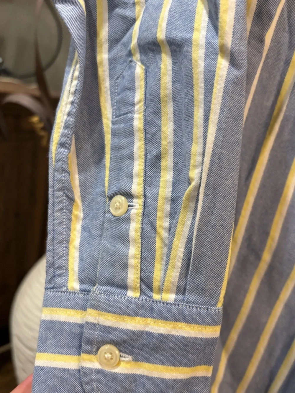Ralph Lauren Blue and Yellow Striped Button-Down Shirt boys size small / 8